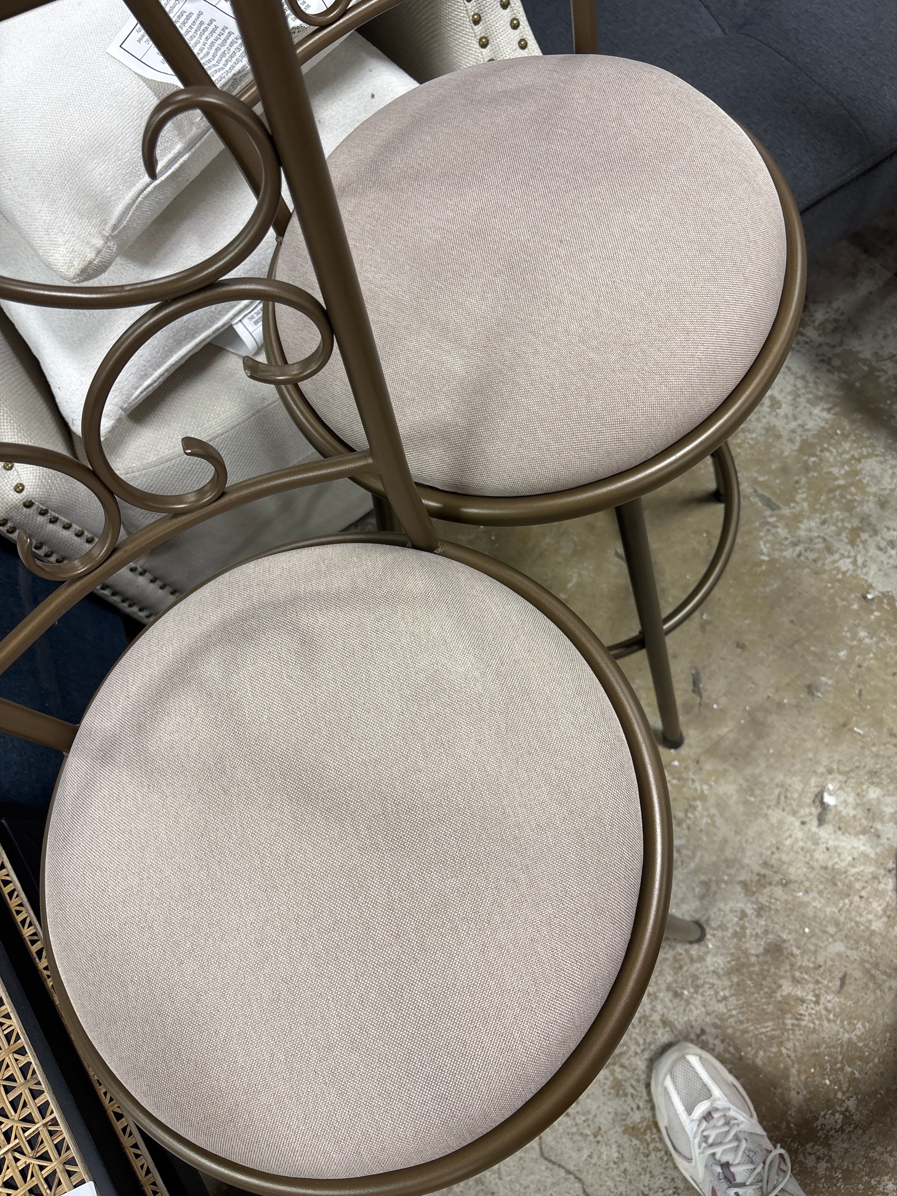 (Set of 2) Claremont Adjustable Height Swivel Barstools - Brown/Beige SHOWROOM ITEM