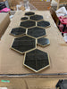 Modern Hexagon Gold Wooden Framed Wall Mirror, final cut