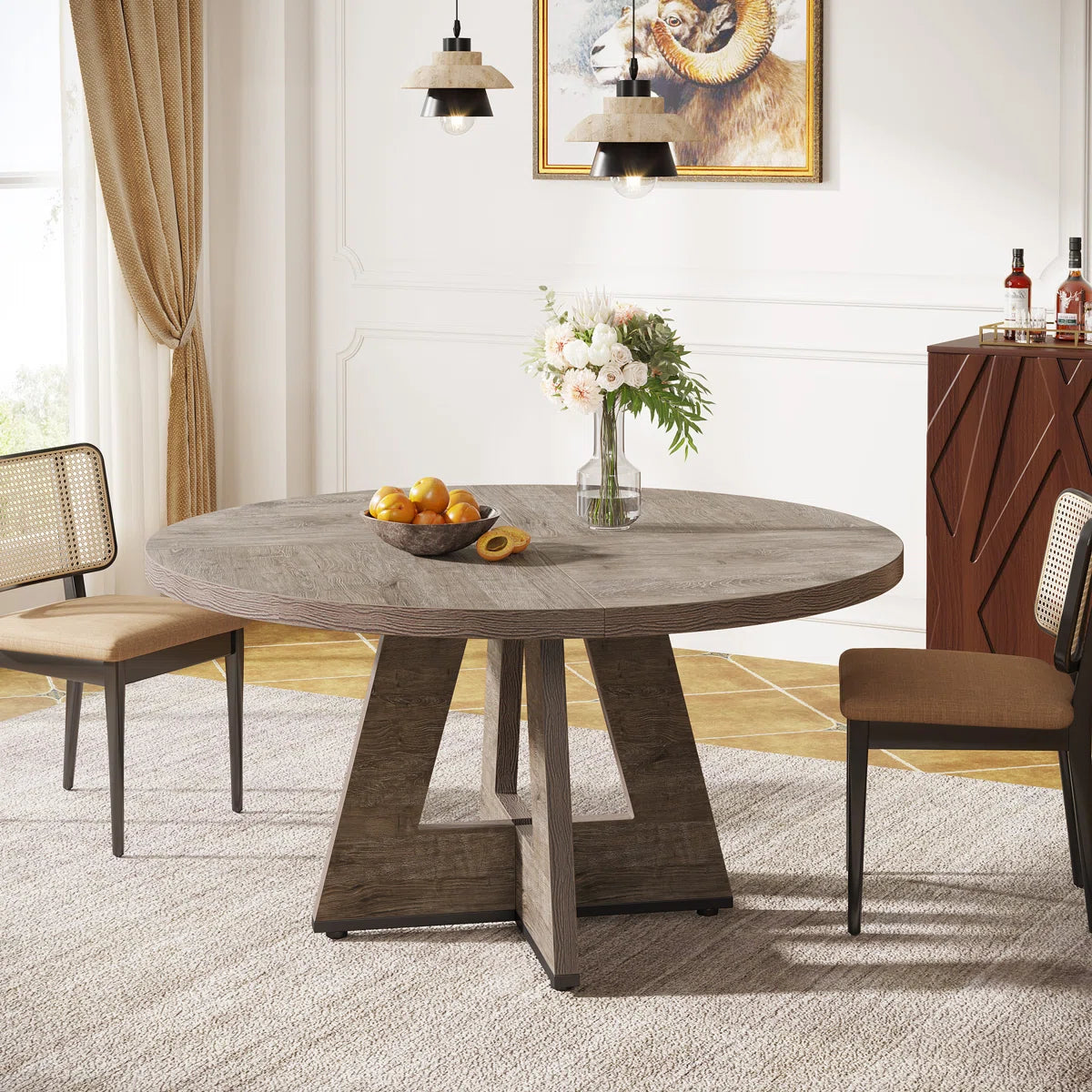 47 Inch Round Dining Table Gray - SHOWROOM ITEM 