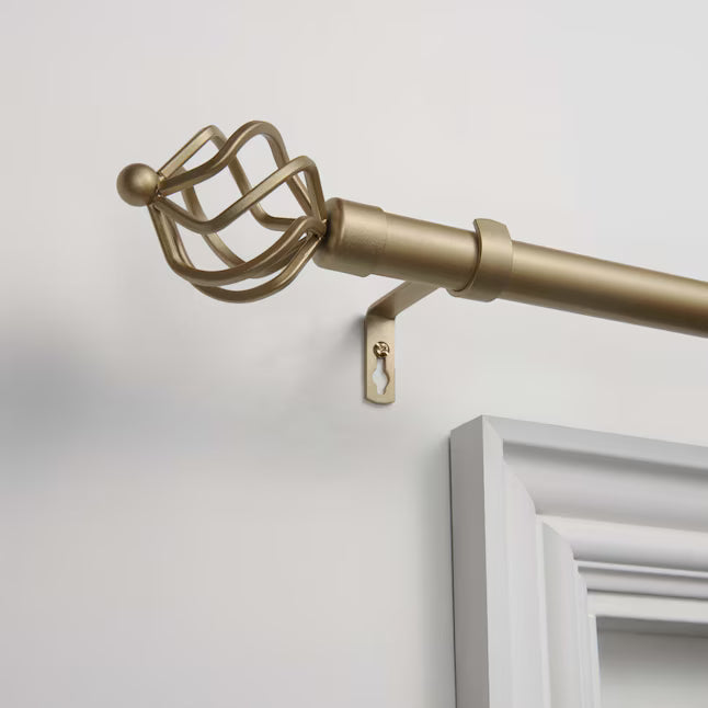 Torch Gold Iron Single curtain rod with Finials