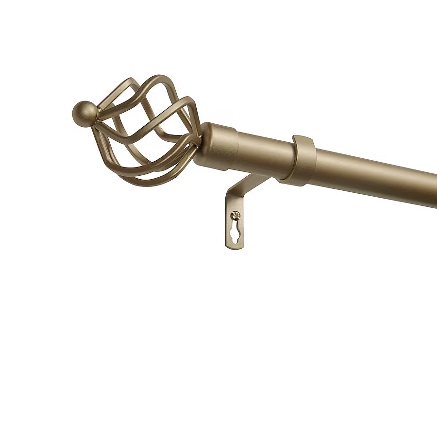 Torch Gold Iron Single curtain rod with Finials