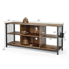 3-Tier TV Stand Entertainment Media Center w/Storage Basket - Rustic Brown/Black