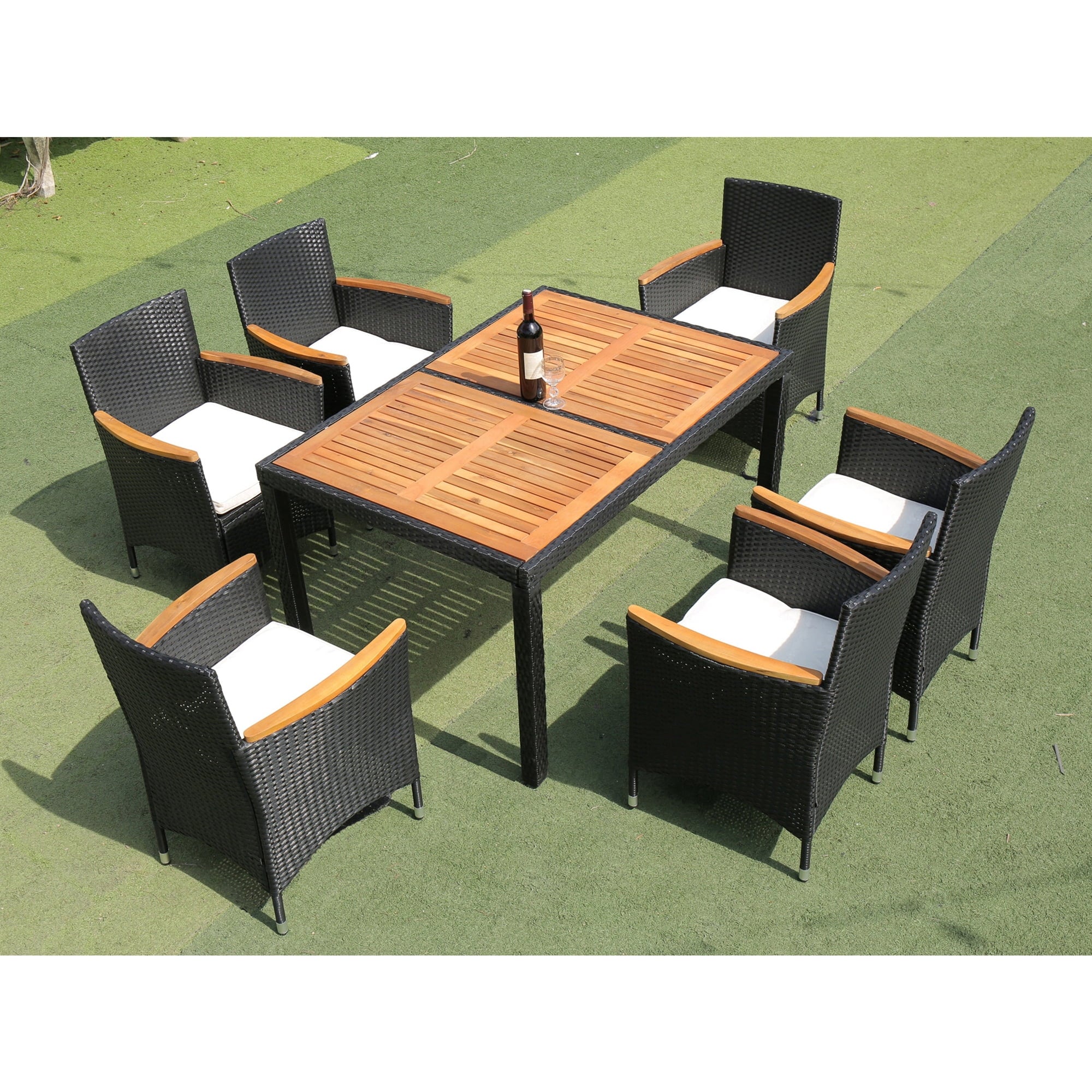 7 Piece Outdoor Wicker Sectional Dining Set