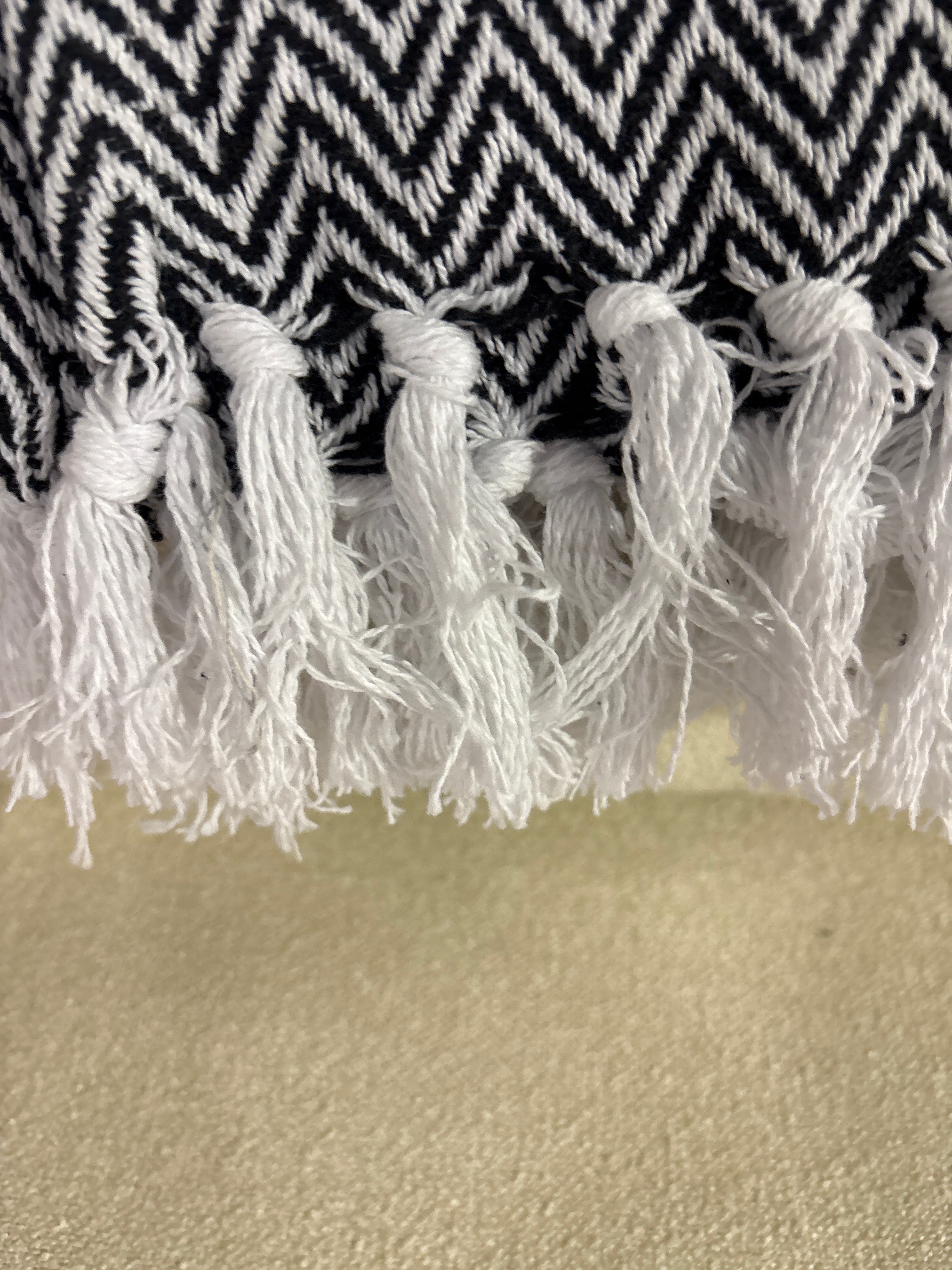 50"x60" Americanflat 100% Cotton Throw Blanket - Black/White Herringbone SHOWROOM ITEM