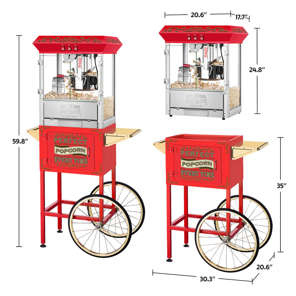Great Northern Popcorn Machine with Cart, Red