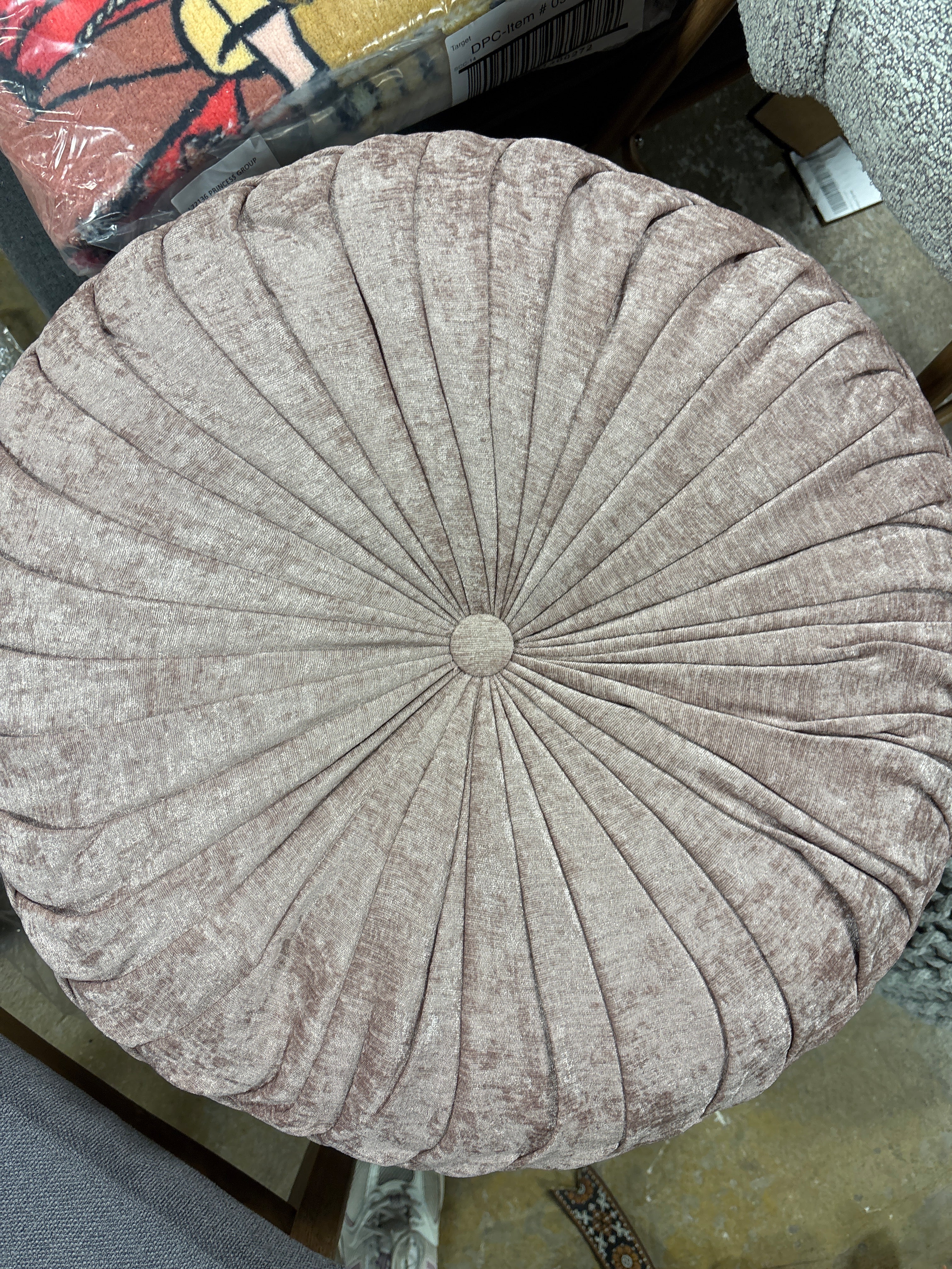 22" Oversize Lorissa Poly Chenille Round Floor Pillow - Blush SHOWROOM ITEM