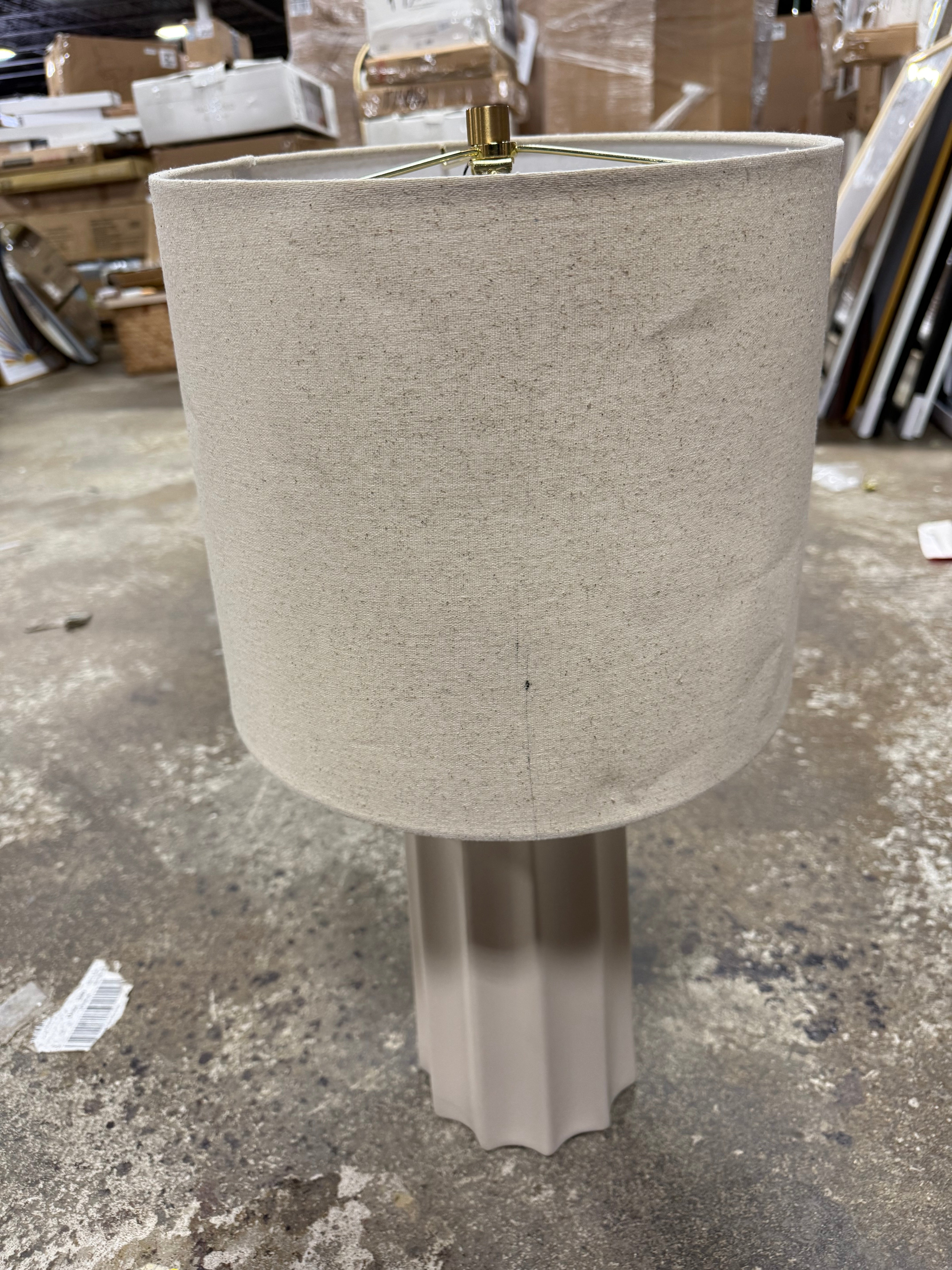 24.75"x13" Ribbed Ceramic Table Lamp Cream - Threshold™: Bedside, Nightstand, No Assembly Required SHOWROOM ITEM