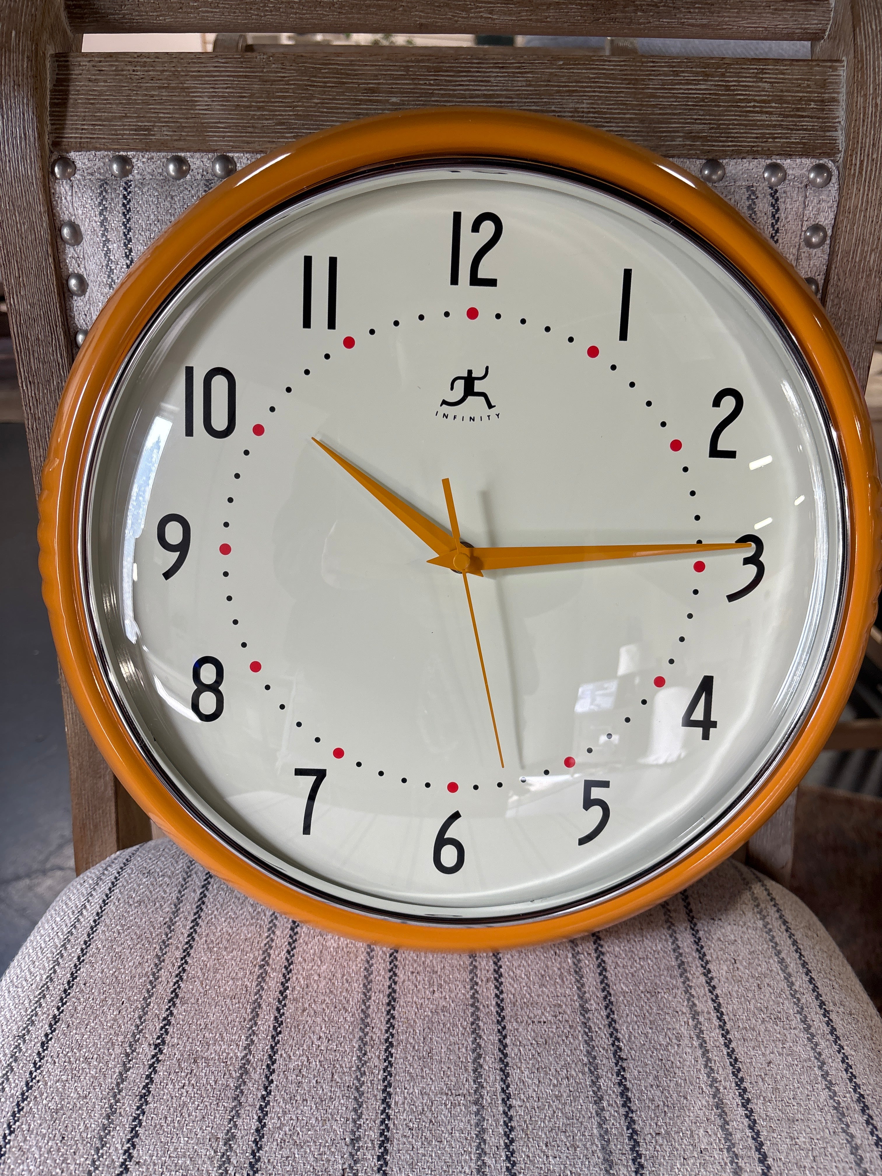 15" Retro Round Wall Clock - Yellow SHOWROOM ITEM