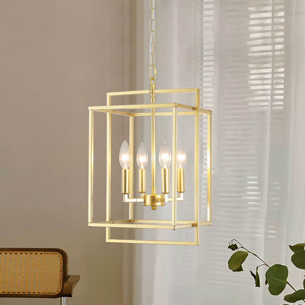 Handheld Lantern Rectangular 4 - Light Dimmable Lantern Rectangle Chandelier – Salvage & Co Indy