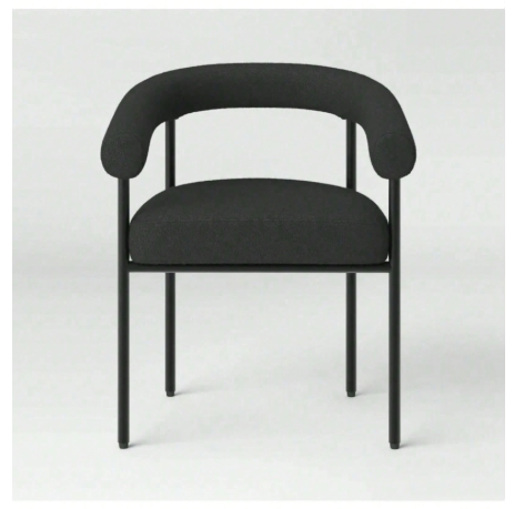 Barrel Upholstered Boucle Dining Chair Black