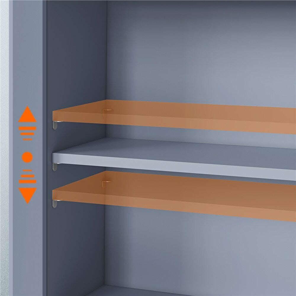Bathroom Organizer Over The Toilet,2-Door,1 Open-Shelf - Grey