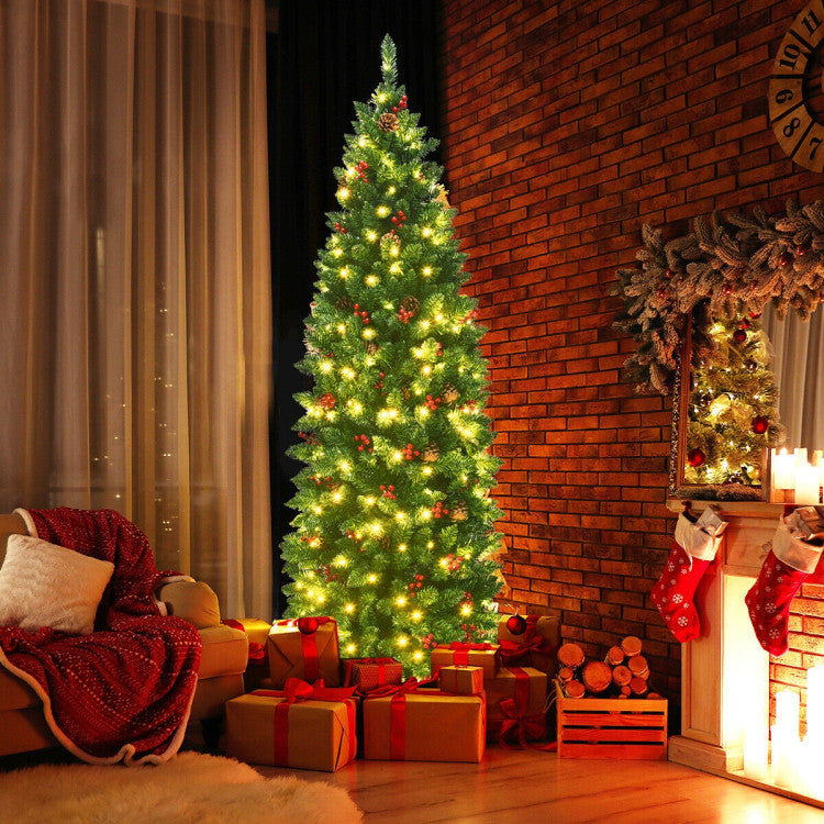 Pre-lit Hinged Pencil Christmas Tree