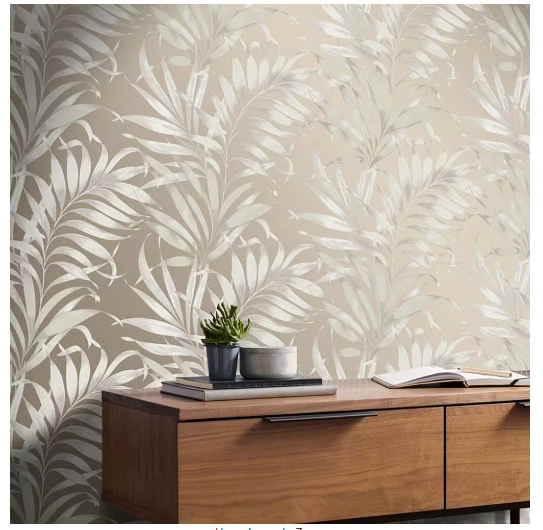 Yasuni Nude Cream Neutral Leaves Tropical Paste the Wall Wallpaper