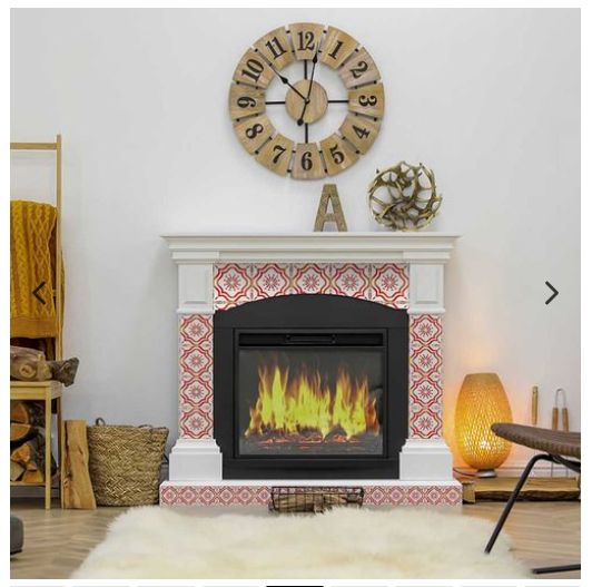 Orange and Red Pattern Backsplash Tile Stickers