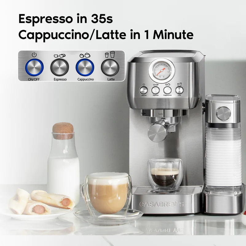20-Bar Semi-Automatic Espresso Machine with Auto-Frothing System