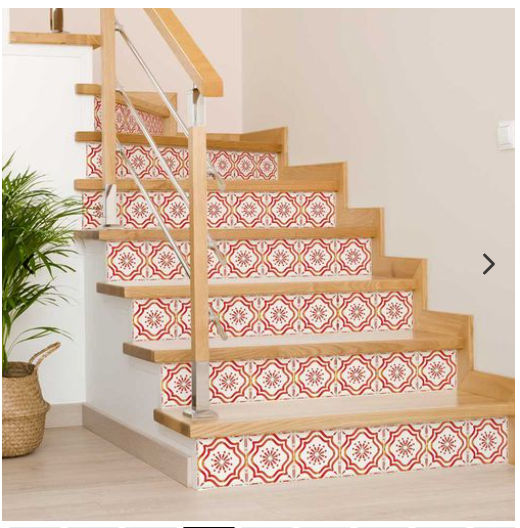 Orange and Red Pattern Backsplash Tile Stickers