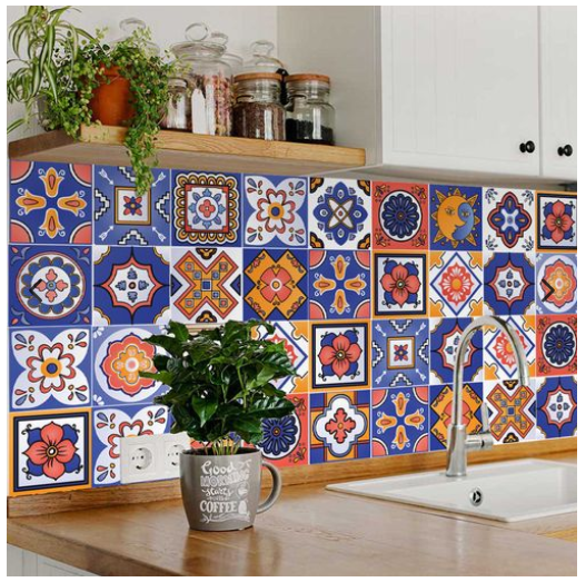 Colorful Backsplash Low-Maintenance Wall Tiles Easy to Install Stickers
