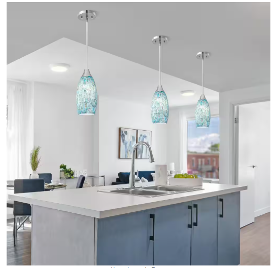 Light Blue Adjustable Rods Medium Pendant Light - Set of 2