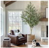 1PC Artificial Olive Trees, Tall Plant Potted Tree with White Planter