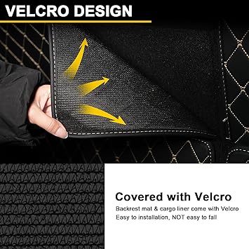 Cargo Liner & Backrest Mat Fit for Honda Pilot: Leather Trunk Mat Back Seat Cover Protector