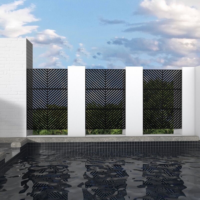 Black Laser Cut Metal Privacy Screen