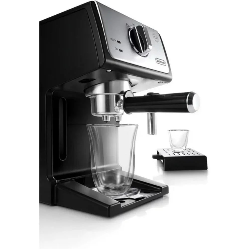 Espresso and Cappuccino Machine Silver/Black 15-Bar Pump