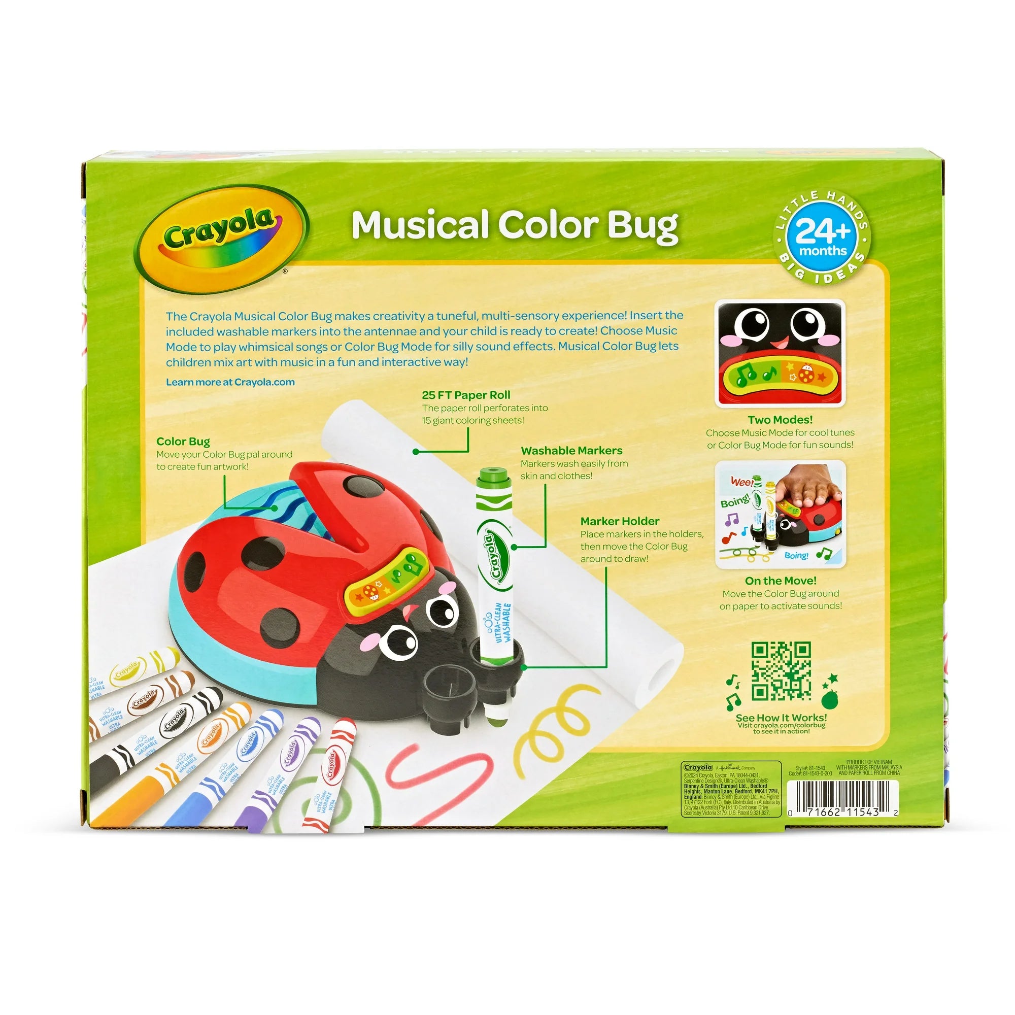 Crayola Musical Color Bug, Toddler Sensory Toy, Crafts, Musical Gifts for Toddlers, Ages 2, 3, 4, Final Cut