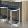 Lester Counter Stool - Blue Polyurethane / Shiny Grey Metal