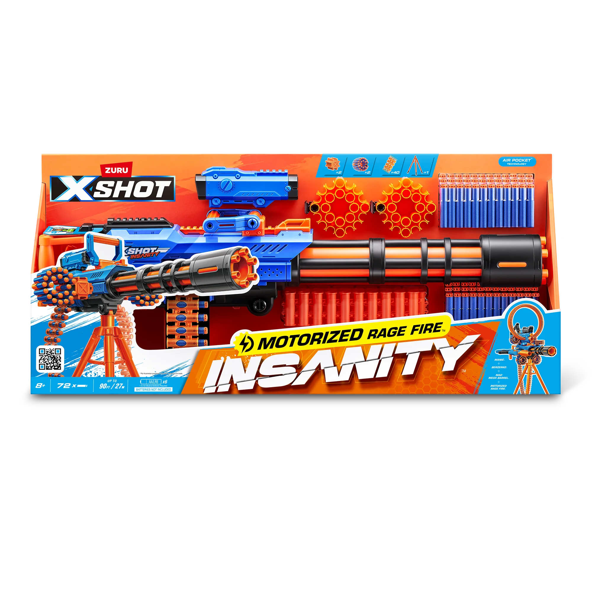 Insanity Motorized Rage Fire (72 Darts), Air Pocket Technology, Outdoor Blaster