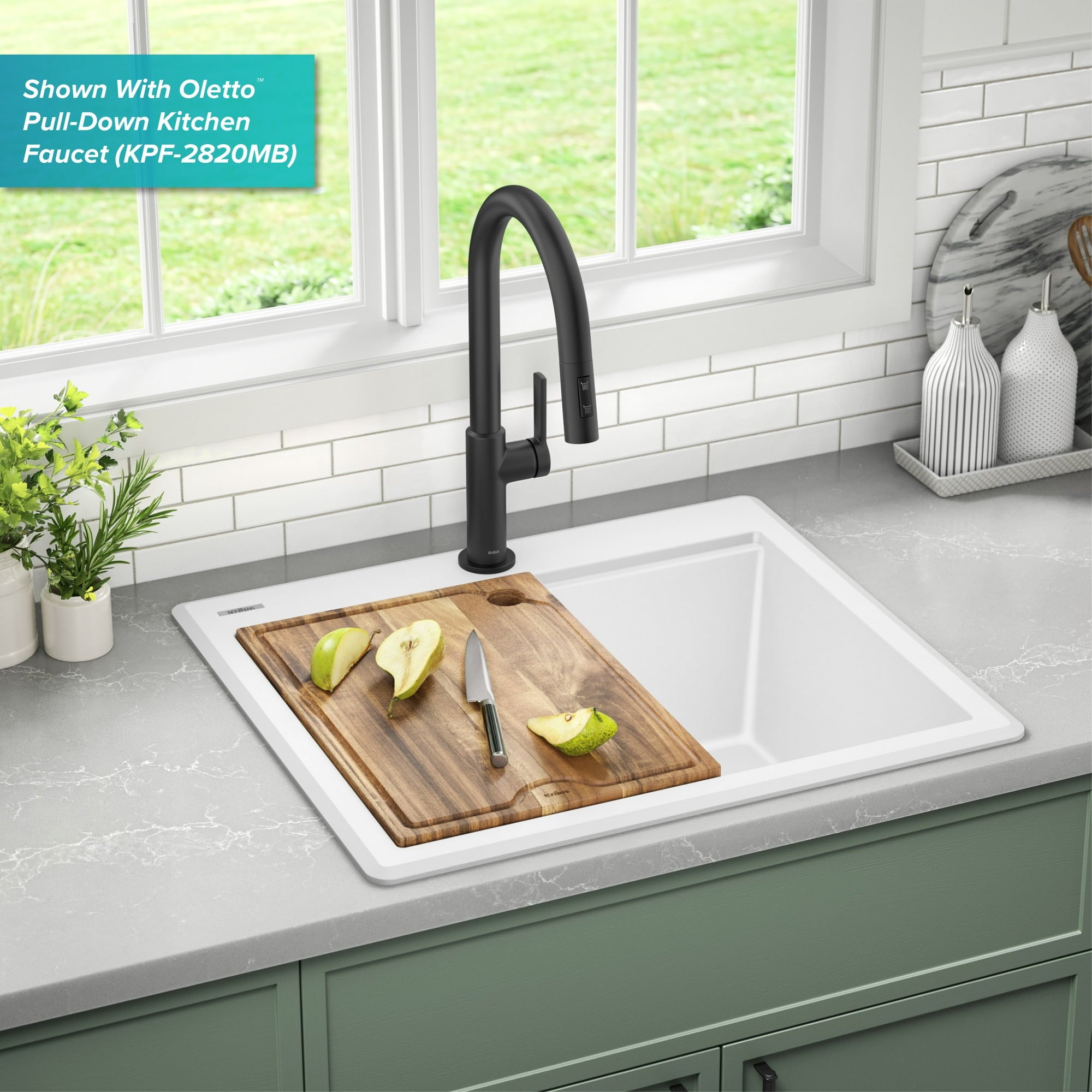 Bellucci Drop In Single Basin Granite Composite Kitchen Sink with Basket Strainer and Cutting Board