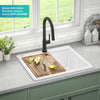 Bellucci Drop In Single Basin Granite Composite Kitchen Sink with Basket Strainer and Cutting Board