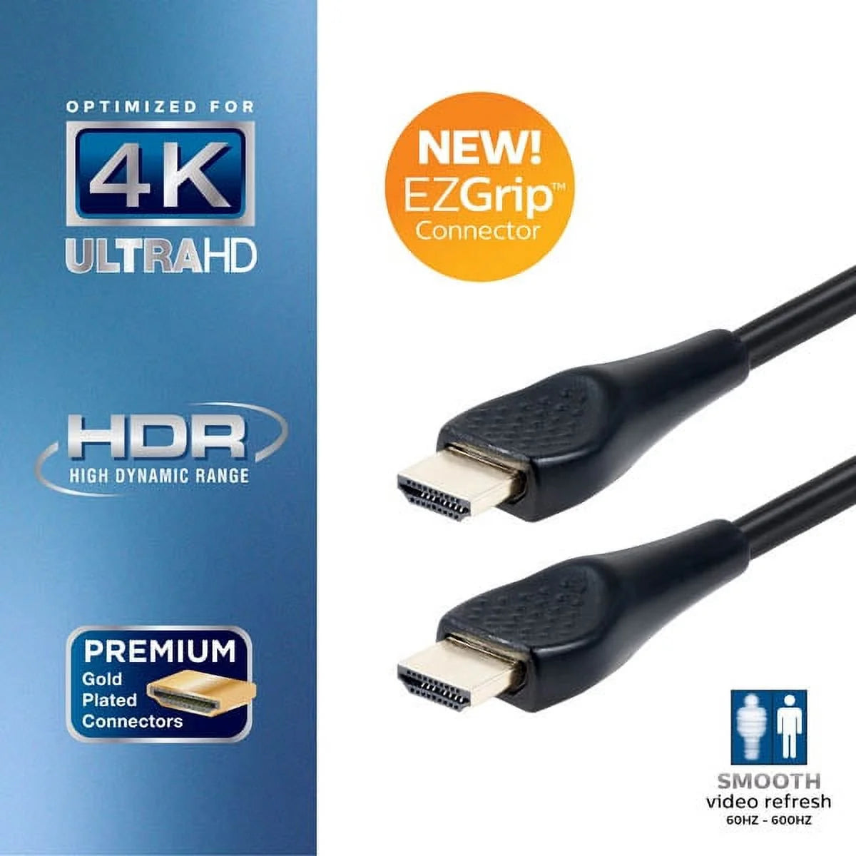 4K HDMI 2.0 Cable with Ethernet, EZ Grip