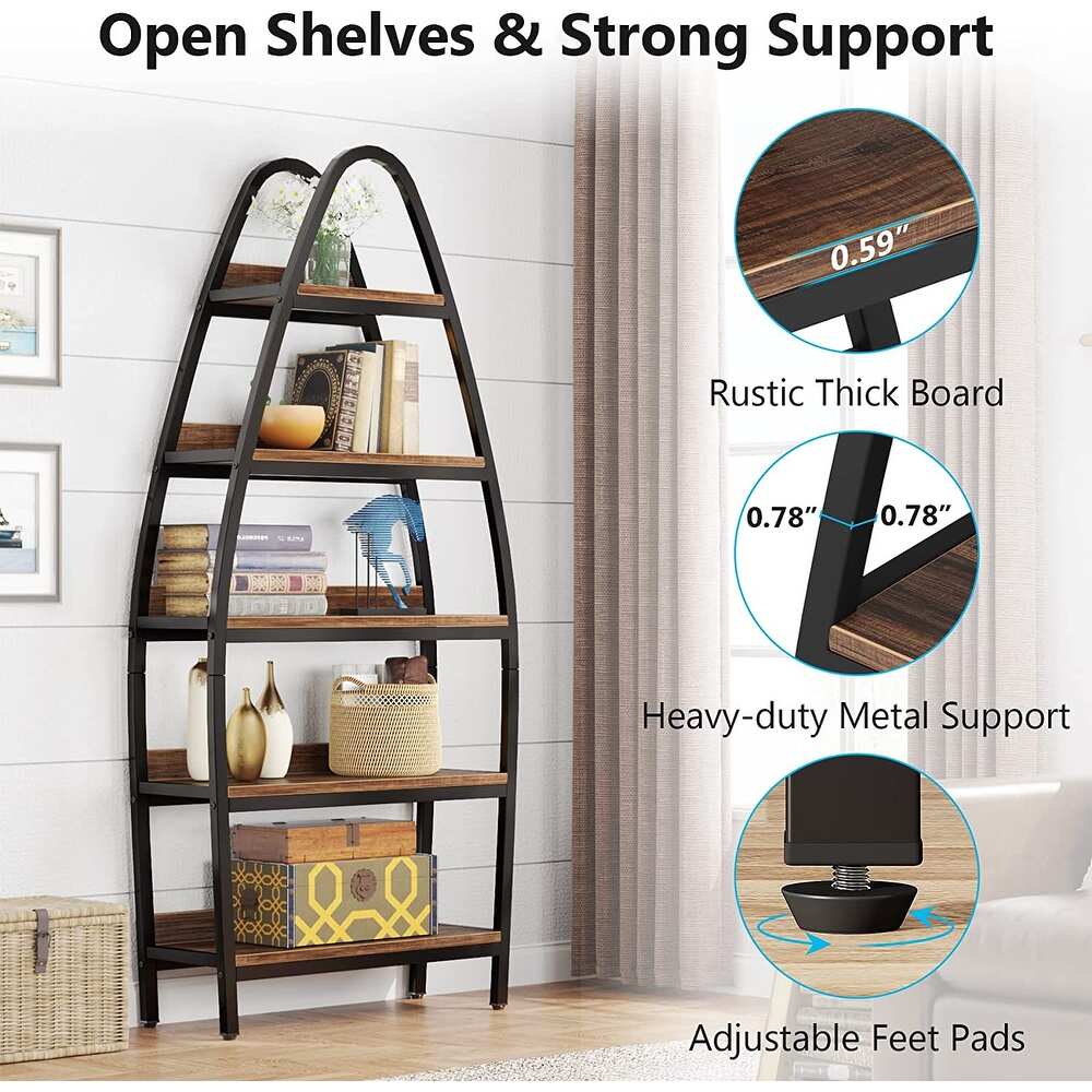 5-Tier Bookshelf, Tall Bookcase Display Shelf Unit for Living Room