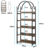 5 Tier Gold Bookshelf, Arched Bookcase, Storage Rack Shelves in Living Room/Home/Office/Bedroom - Oak/Black