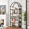5 Tier Gold Bookshelf, Arched Bookcase, Storage Rack Shelves in Living Room/Home/Office/Bedroom - Oak/Black
