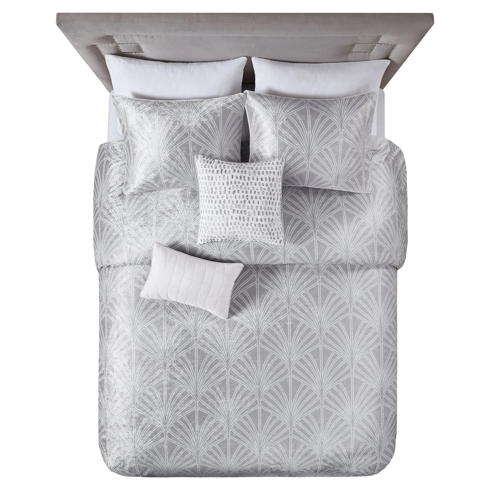 3 Piece Kiona Bedding Comforter Set, Modern King, Grey