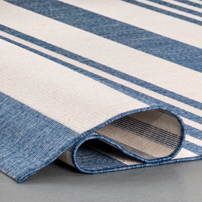 Blue Indoor/Outdoor Stripe Area Rug