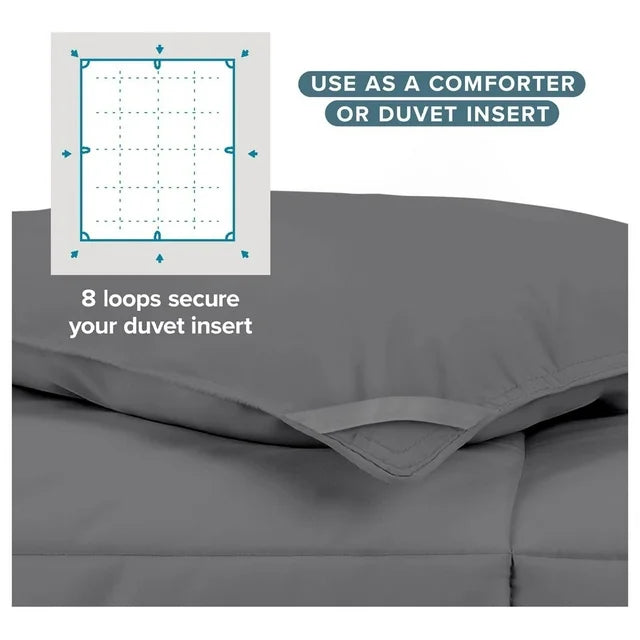 Duvet Insert Comforter - Goose Down Alternative - Ultra-Soft - Premium Series - All Season Warmth - Bedding Comforter (Full, Grey)