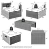 8 Piece Patio Rattan Furniture Set Storage Waterproof Cover Navy Cushion