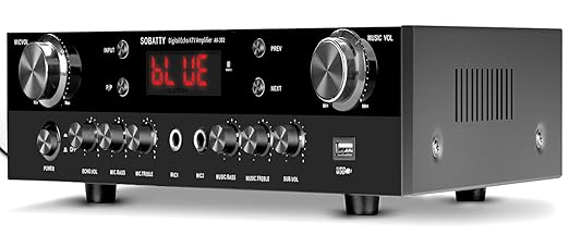 Stereo Receivers Home Audio Amplifier Channels Subwoofer Output with Bluetooth