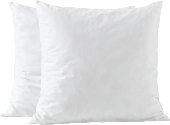 Euro Pillow Inserts-Shredded Memory Foam Fill-High Density Throw Pillow Inserts with Long Support-Home Couch Hotel Collection-Cotton Fabric-2 Pack