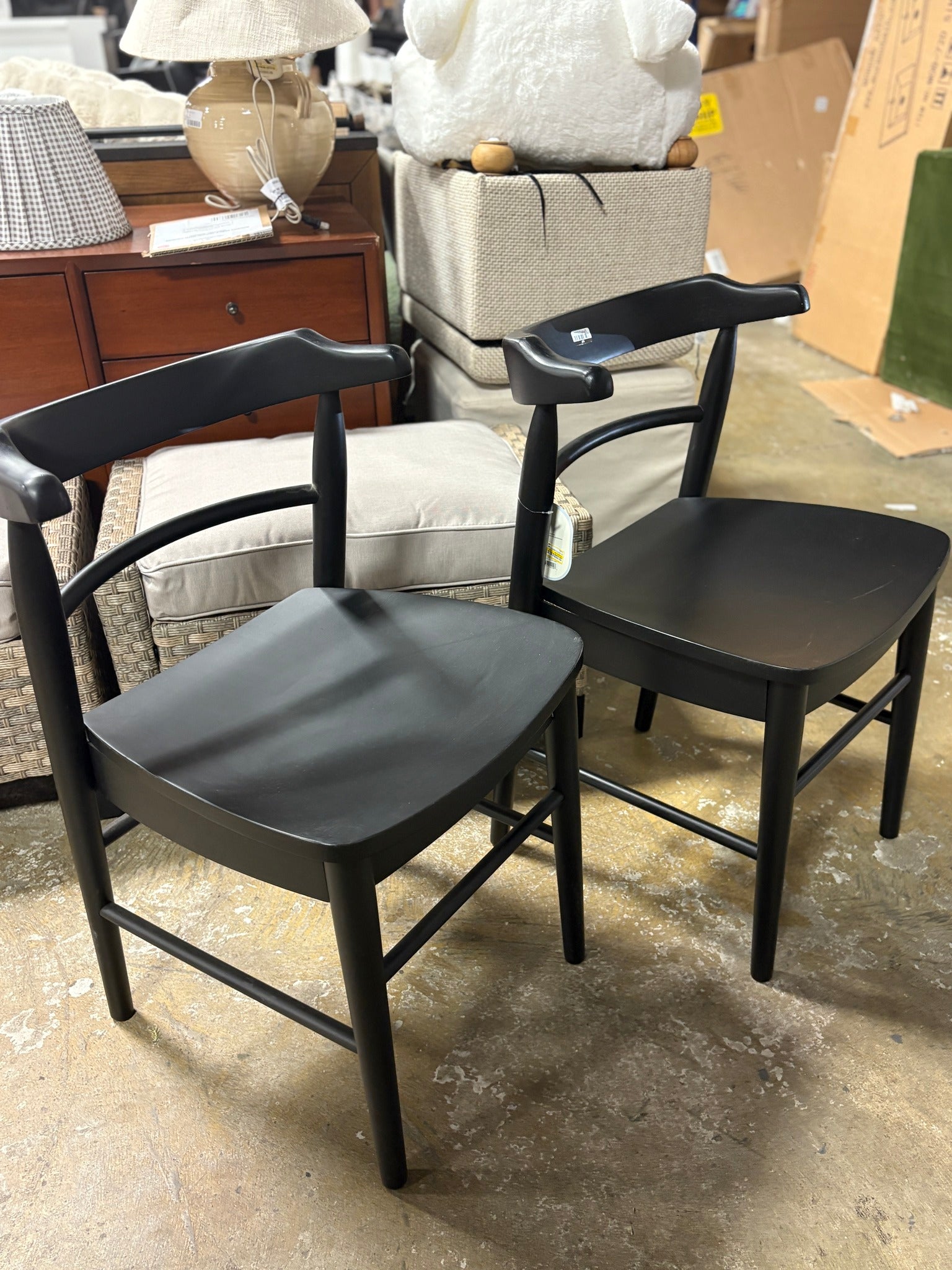 (Set of 2) Kaysville Curved Back Wood Dining Chairs - Black SHOWROOM ITEM