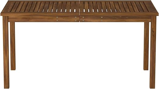 Dominica Contemporary Slatted Outdoor Dining Table, Dark Brown