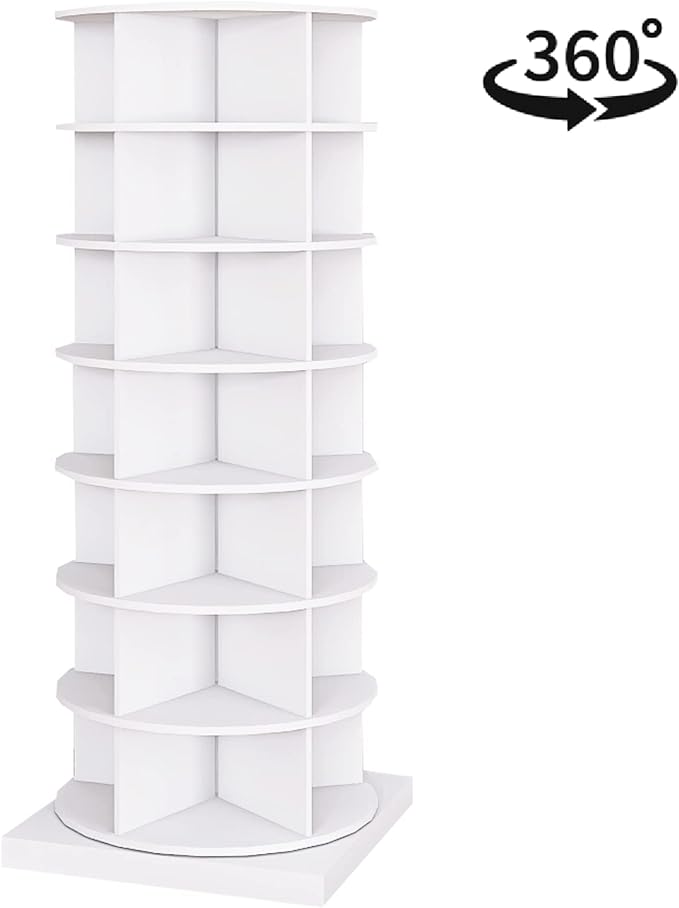 White Rotating Shoe Rack Tower 360°Spinning Shoe Rack 7-tier Free Standing Revolving Shoe Storage Organizer Hold Over 28 pairs of Shoes