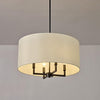 4-Light Chandelier, Matte Black, Beige Fabric  for Dining Room, Ceiling Light Fixture, Lights for Room Décor, Bulb Not Included