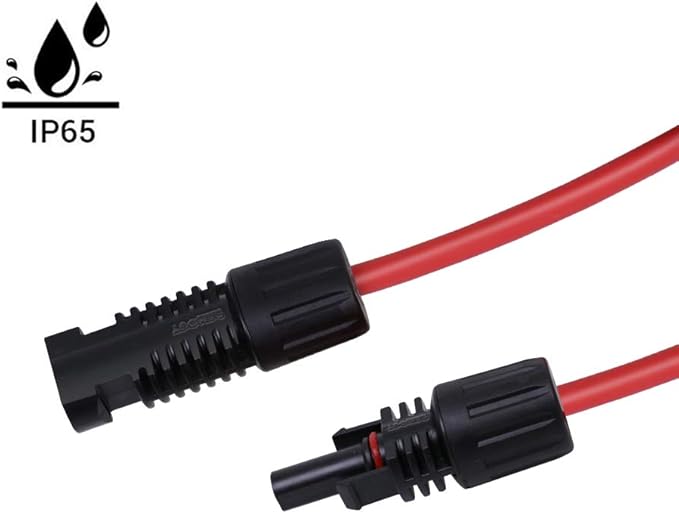 Solar Panel Extension Cable with Male and Female Connectors, 1 Pair (Red and Black)