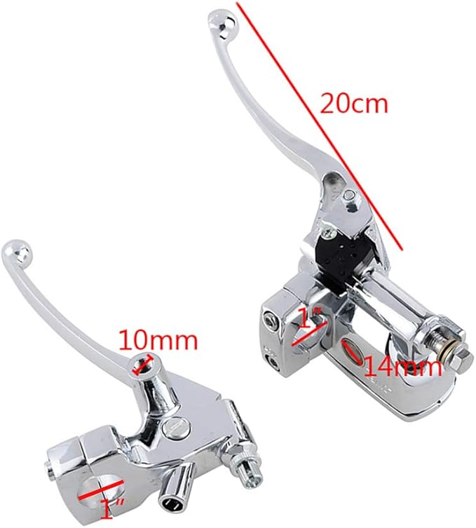 Chrome Handlebar Left Clutch Lever + Right Hydraulic Brake Master Cylinder Compatible with Harley Motorcycles