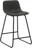 Bar Stools Set of 3, ALX Faux Leather Barstools, Modern Counter Height Stools with Back and Metal Legs, Armless Counter Chairs for Kitchen Island, Black