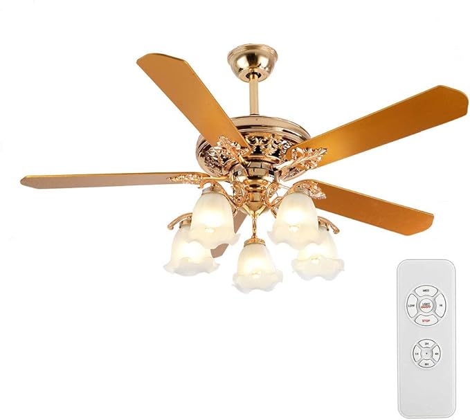Modern Chandelier Golden Ceiling Fan Light with Remote