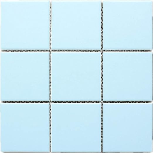 Square Baby Blue Light Blue Porcelain (Matt Finish) Floor & Wall Tile Mosaic Tile (1 Box (11 Sheets)